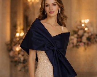 Black Evening Wrap – Soft Drape Shawl, Elegant Cocktail Cover Up