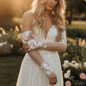 how to add sheer sleeves to a dress How to Make Lace Illusion Sleeves for a Wedding Gown, Add Sleeves, Sheer, tulle,
