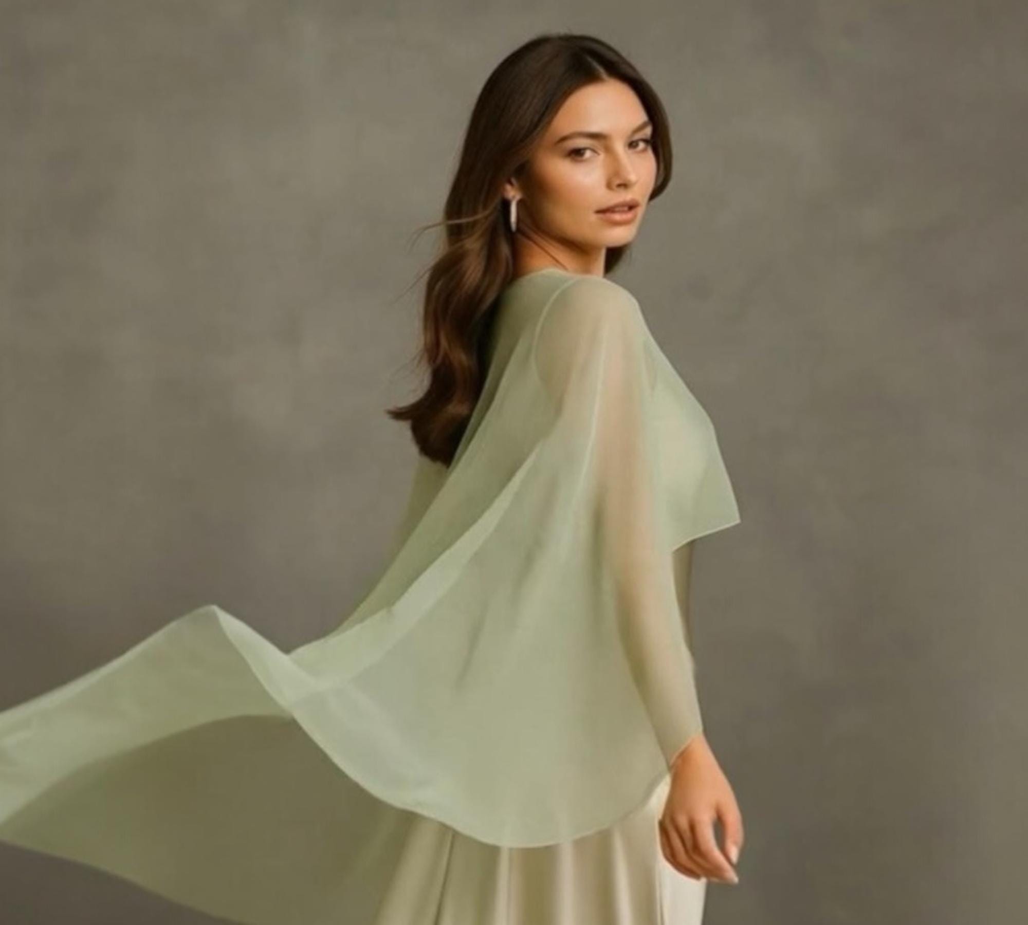 green emerald velvet dress 3D Floral One Shoulder Cape Gown by Amelia Couture 388  ABC Fashion