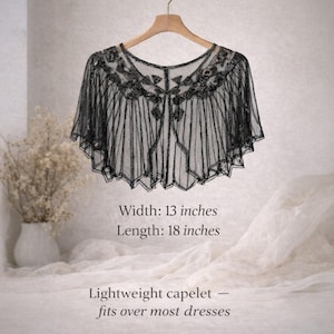Silver Sequin Cape Shawl, Art Deco Beaded Wrap, 1920s Gatsby Capelet, Cocktail Party Cover Up, Holiday Evening Shawl image 5