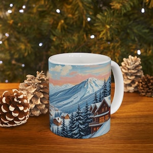 Winter Mountain Landscape Ceramic Mug, 11oz 15oz