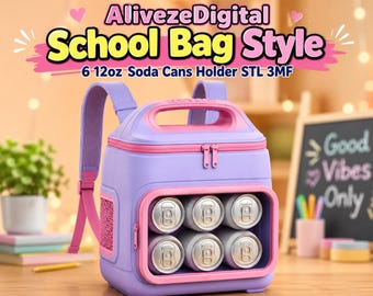School Bag 12oz 6 Soda Can Holder STL 3MF Beverage Carrier Backpack School Bag 3D Print Model Camping Picnic Drink soda holder STL