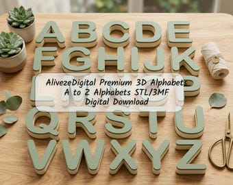 Premium 3D Alphabet A to Z STL Bundle | Modern Multicolor Letter Files for 3D Printing | Name Sign & Home Décor 3MF Download