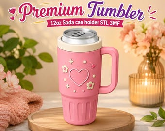 Premium Tumbler 12oz Soda Can Holder STL 3MF, 3D Printable Can Cooler, Beverage Koozie, Digital Download, STL 3MF Print File