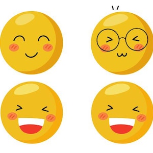 かわいい顔の絵文字ステッカーパック – ノートパソコン、日記、スクラップブック、プランナーに使える楽しいビニールステッカー（印刷可能、デジタルダウンロード）