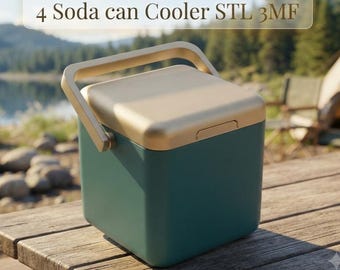 4 Soda Can Cooler STL 3MF, 12oz Can Holder, Drink Carrier, Portable Beverage Organizer, 3D Print File, Camping Party Picnic Gift