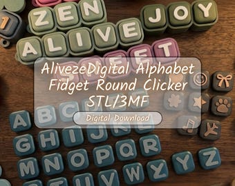 Custom Alphabet Keyboard Fidget Clicker STL 3MF | 3D Printable Mechanical Switch Desk Toy | Instant Digital Download