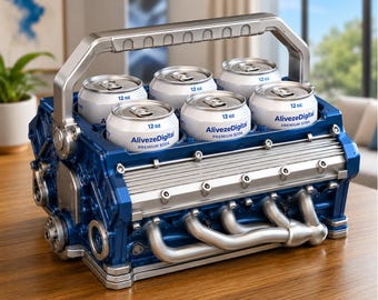 V8 Engine 6 Soda Can Holder STL 3MF File, Car Cooler 3D Print Model, Beer Can Cooler Gift for Him, Soda holder STL , Digital Download