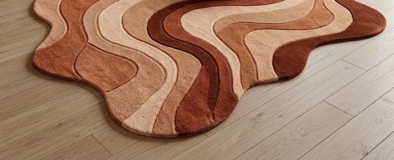 Irregular Abstract Rug, Wavy Organic Area Rug, Hand Tufted Carpet ...