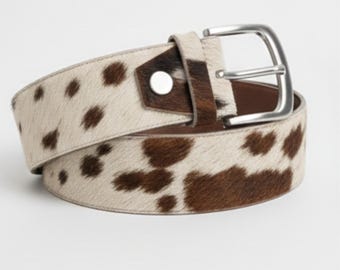 Cowhide Belt Western Boho Style Handmade Leather Ranch Fashion Unisex Cowboy Accessory