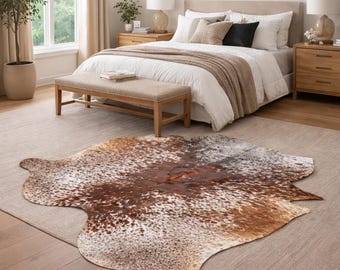 Cowhide Rug Rustic Western Leather Hide Carpet Bedroom Livingroom Farmhouse Decor