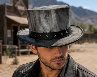 Distressed Top Hat Gothic Steampunk Vintage Festival Statement Fashion Accessory
