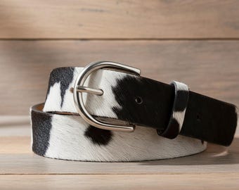 Hair On Hide Belt | Handmade Cowhide Leather Cowboy Belt