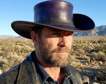 Purple Wide Brim Cowboy Hat Western Festival Gothic Ranch Style Fashion Handmade Hat