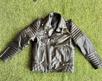 Black Leather Biker Jacket Men Motorcycle Punk Quilted Fashion Streetwear Winter Coat