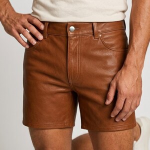 Brown Leather Shorts Vintage Minimalist Casual Streetwear Summer Biker Fashion Essential