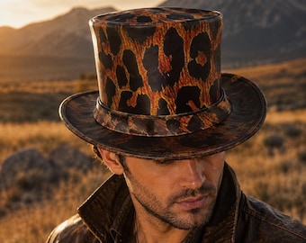 Leopard Print Top Hat Festival Glam Retro Statement Fashion Accessory