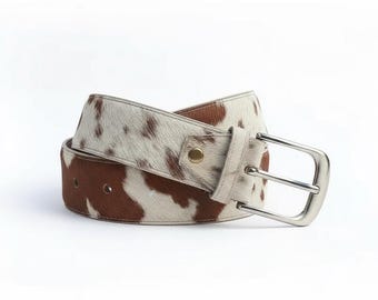 Cowhide Belt Western Ranch Style Rustic Cowboy Fashion Handmade Leather Gift Men