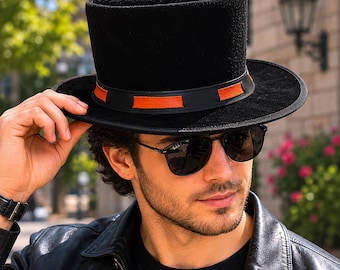 Black Top Hat Gothic Steampunk Festival Victorian Statement Fashion Accessory