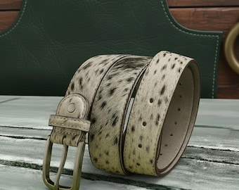 Spotted Cowhide Leather Belt | Handmade Western Style