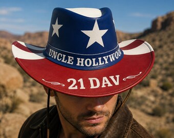 Patriotic Cowboy Hat Americana Western Rodeo Festival Statement Fashion Accessory