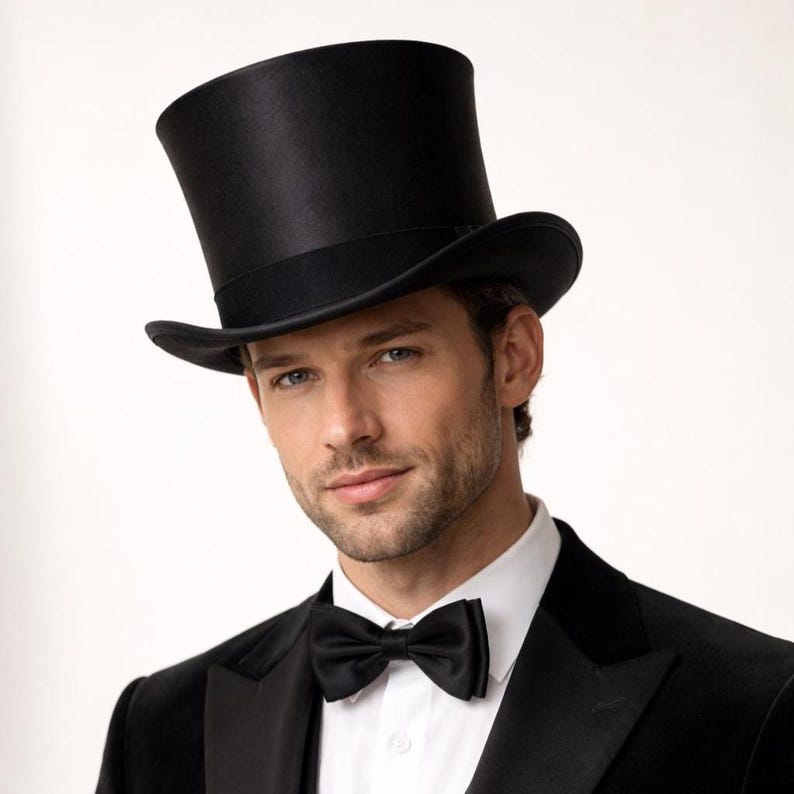 Silk top hat classic victorian formal vintage style wedding costume hat