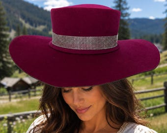 Pink Western Hat Rhinestone Glam Festival Cowgirl Fashion Statement Accessory