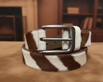 Handmade Hair-On Cowhide Belt | Rustic Western Style