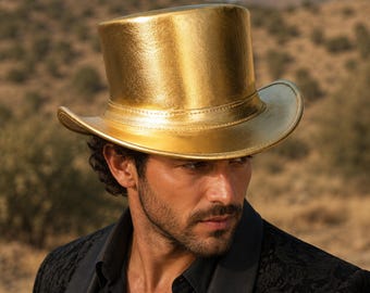 Gold Steampunk Top Hat Festival Cosplay Victorian Statement Handmade Headwear