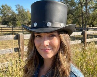 Black Victorian Top Hat Western Coin Band Gothic Festival Costume Hat