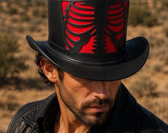 Skeleton Steampunk Top Hat Gothic Halloween Festival Costume Handmade Headwear