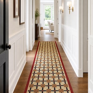Geometric pattern detail on neutral kilim area rug