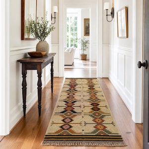 Indian dhurrie handmade wool jute rug
