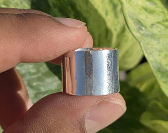 Bred silverring, minimalistisk grov statementring julklapp