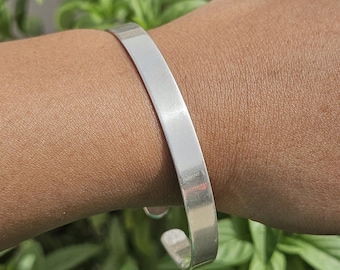 Minimalist Sterling Silver Cuff Bracelet: Handmade Adjustable Bangle