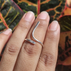 Minimalist Sterling Silver Open Ring: Adjustable 925 Band, Handmade Jewelry