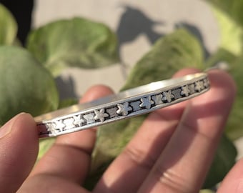 Sterling Silver Star Bangle | Handmade Minimalist Kada