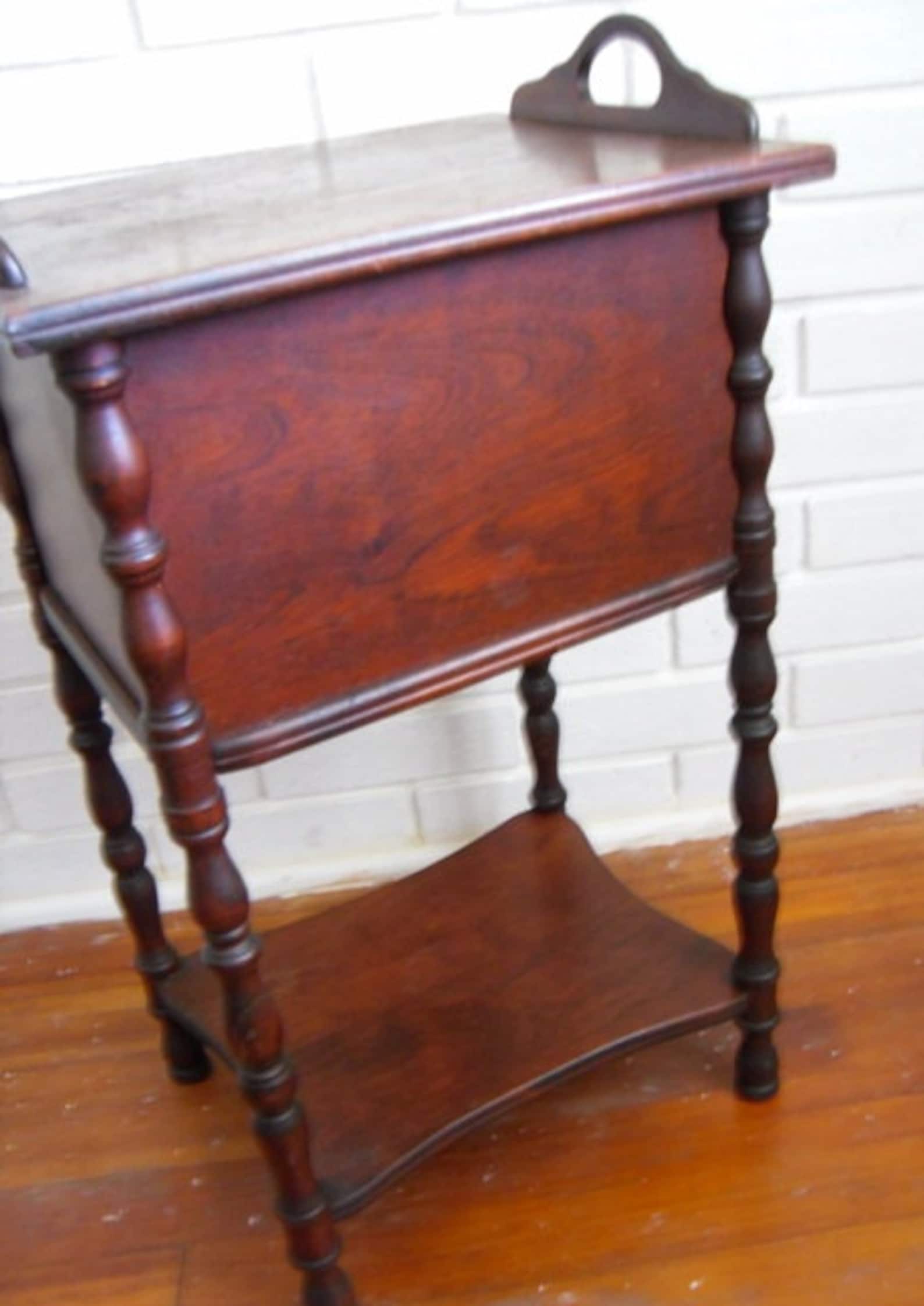 Antique Cigar Stand Humidor Copper Lined Side Table Etsy