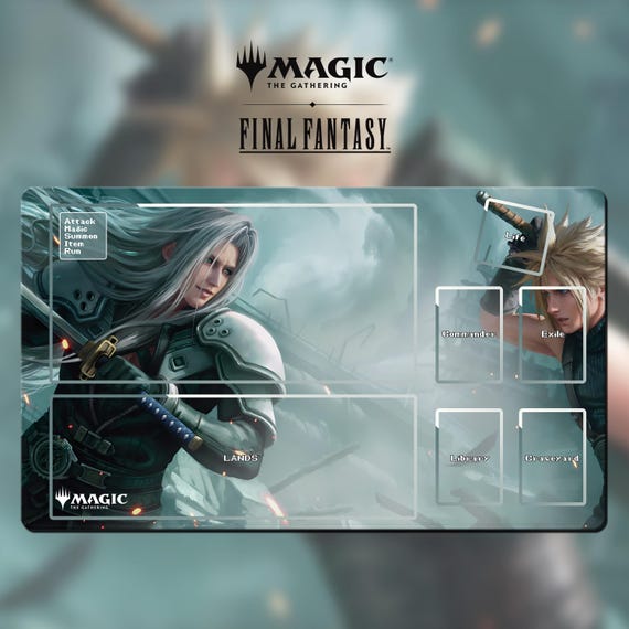 mtg final fantasy cloud playmat Ultra PRO - x Universes Beyond Cloud, Midgar Mercenary (Commander) for Magic: The Gathering Each playmat is made with a soft fabric top to reduce damage to cards Playmat Magic the Gathering -