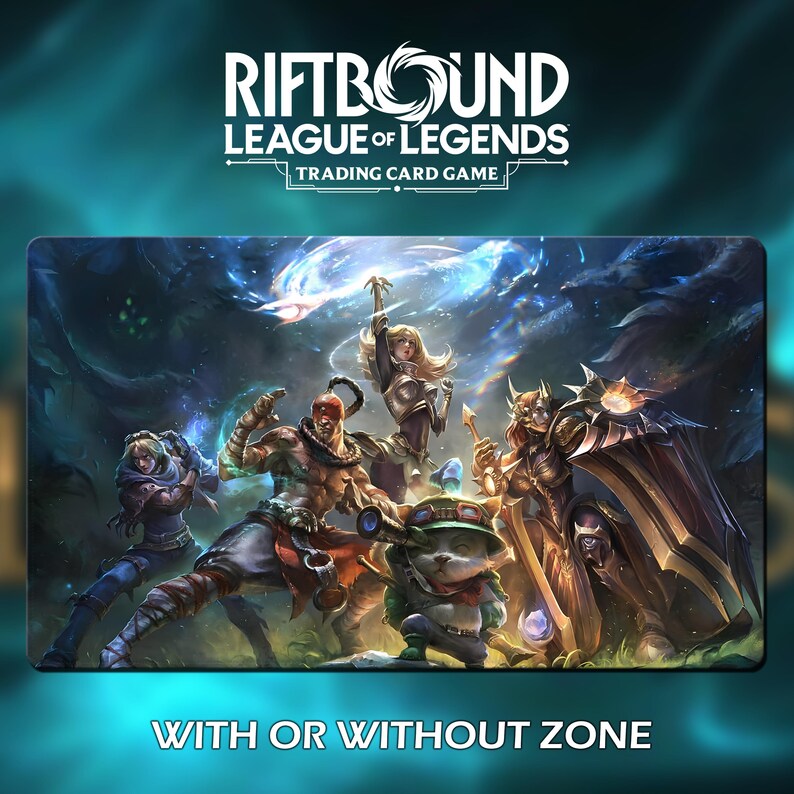Green/blue Riftbound Background Playmat RIFTBOUND League of Legends - Ezreal - Leesin - Lux - Teemo ...