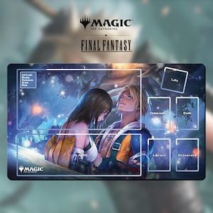 Playmat Magic The Gathering - MTG x FF TCG - Universes Beyond - Tidus and Yuna - 24&quot;x 14&quot; (600 x 350 mm)