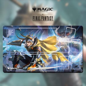 Playmat Magic The Gathering - MTG x FF TCG - Universes Beyond - Warrior of Light - 24&quot;x 14&quot; (600 x 350 mm)