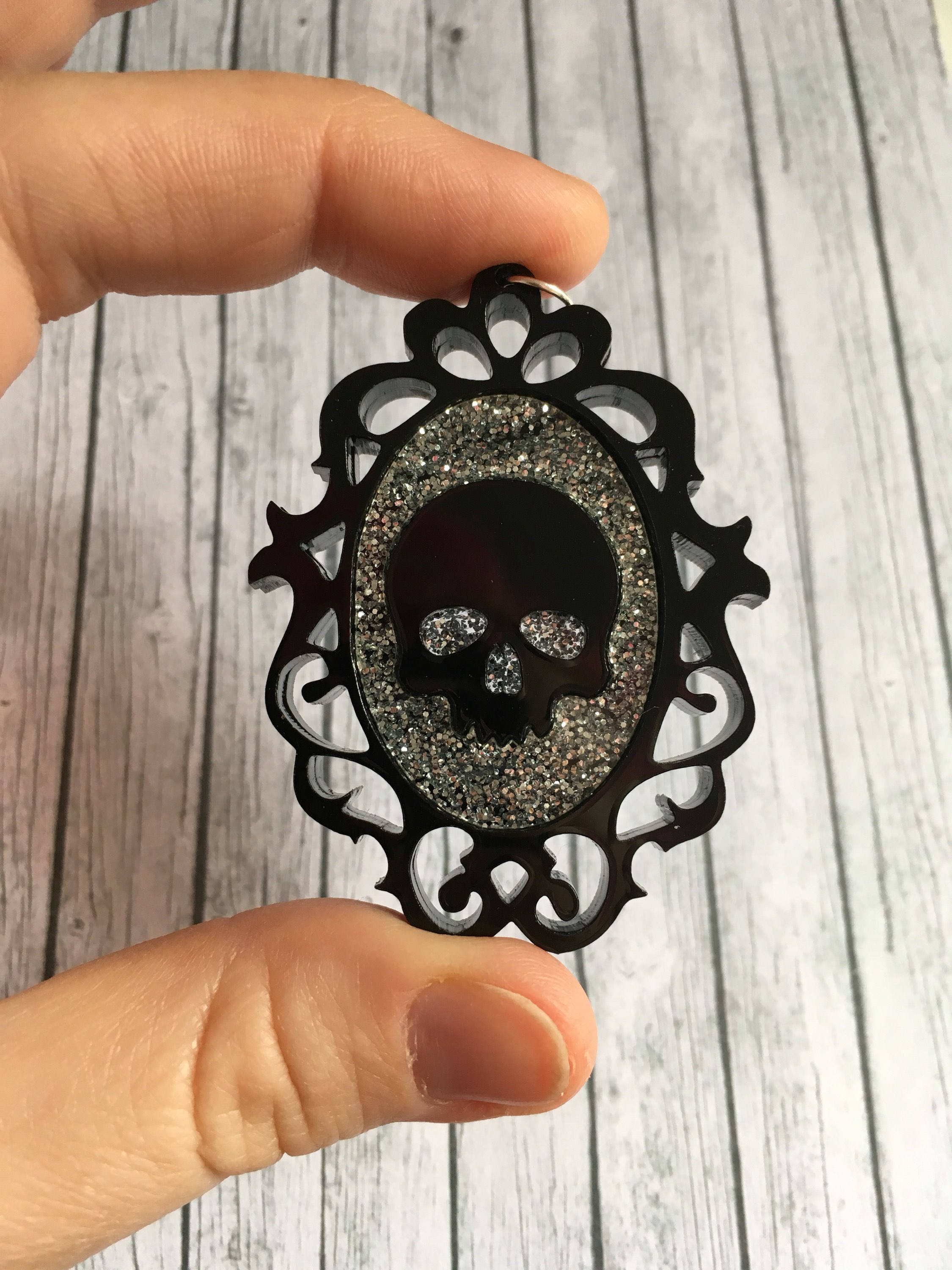Laser Cut Halloween Skull Acrylic Cameo Spooky Goth Halloween Etsy
