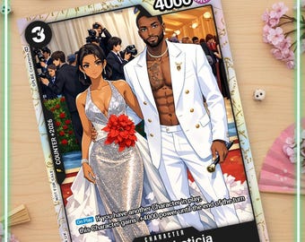 Biglietto d'auguri personalizzato con tema anime One Piece: regalo personalizzato per matrimonio o anniversario di coppia