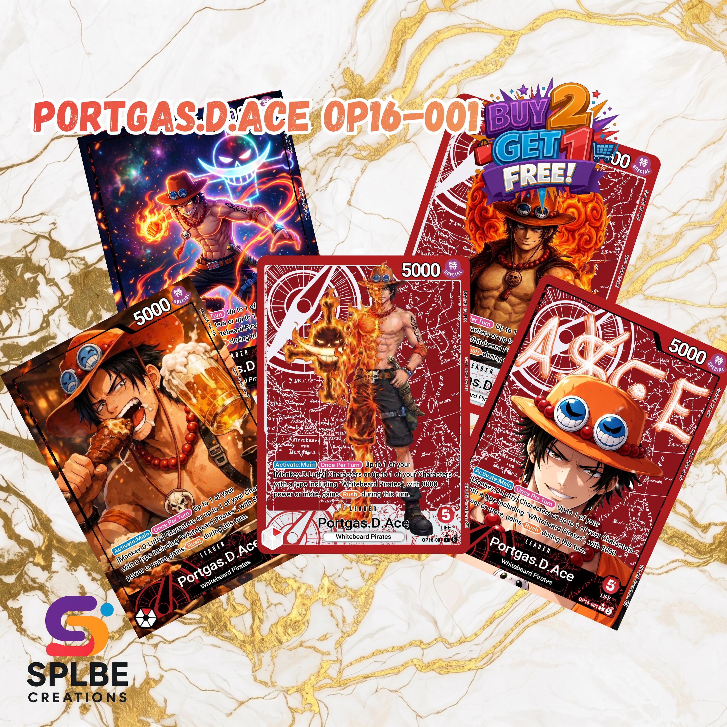 Custom Portgas.d.ace OP16-001 Leader AA Fan Art Cards – One Piece