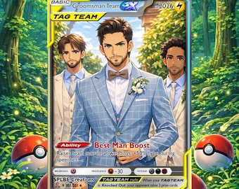 Gepersonaliseerde Pokémon-plaatkaart voor bruidegom en bruidsjonkers | Aangepast huwelijksfeestcadeau