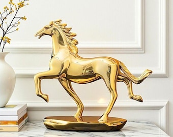 騎手と馬の置物 - 925 スターリング シルバー ギフト - 18K メッキ