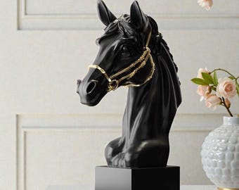 幸運の馬の頭の像 フィギュア 種馬 ギフト用品 家の装飾 本棚 抽象彫刻