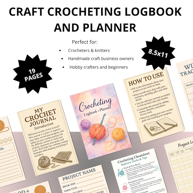 Logbook Craft Crochet Project Planner, Yarn Inventory Tracker (printable) - Etsy