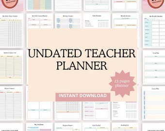 Undated Teacher Planner, Weekly Lesson Plan Template, Classroom Organizer (Digital Download)
